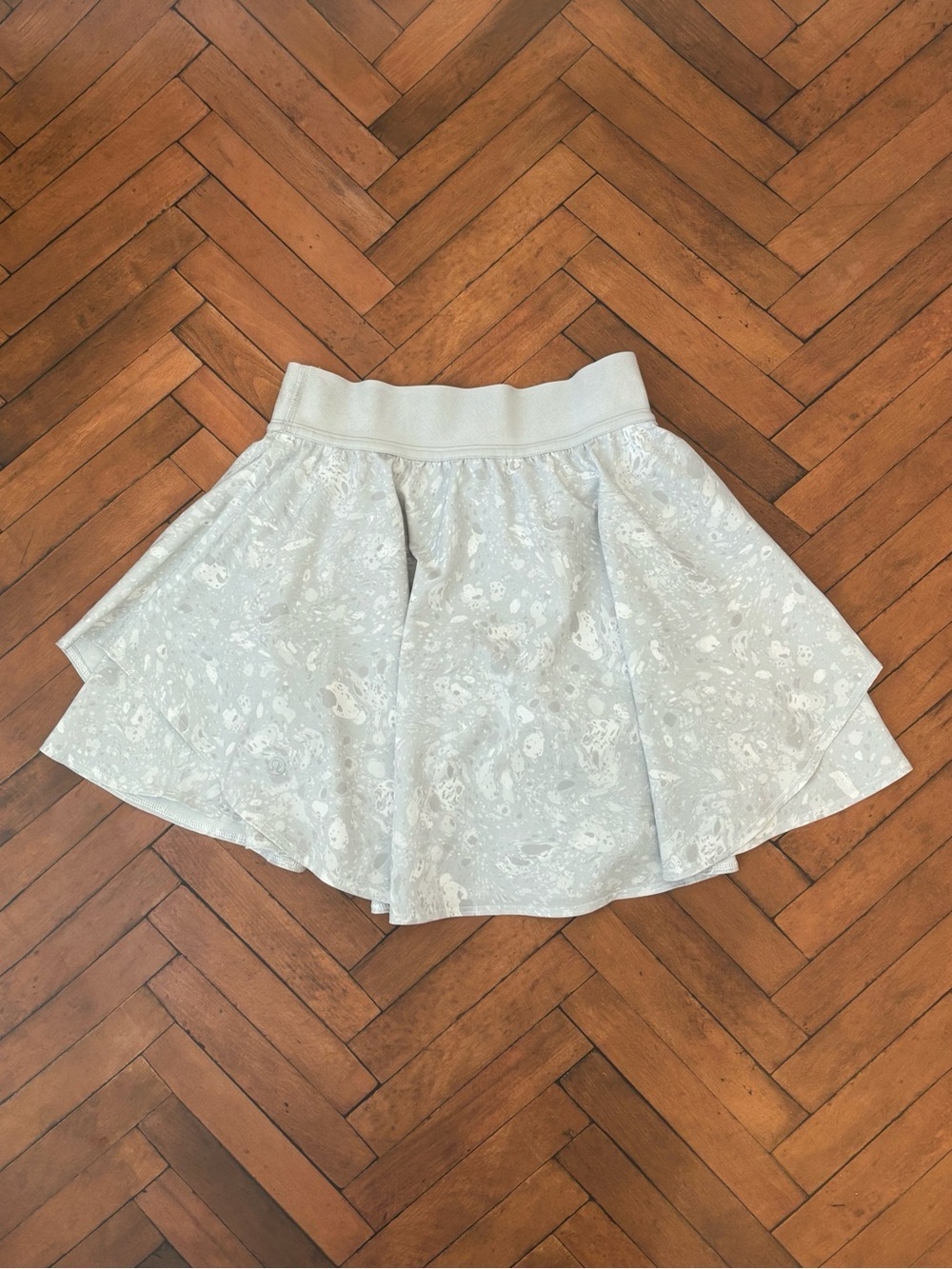 Lululemon Court Rival High Rise Skirt Skort *Long In Terrazzo Marble Silver Sz 2